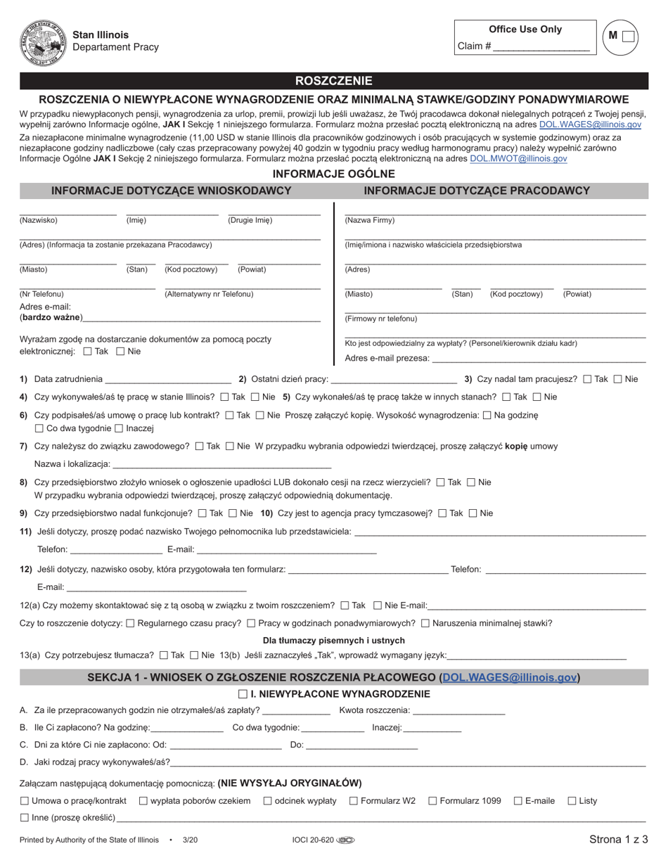 Unpaid Wagesclaims and Minimum Wage / Overtimeclaims Complaint - Illinois (Polish), Page 3