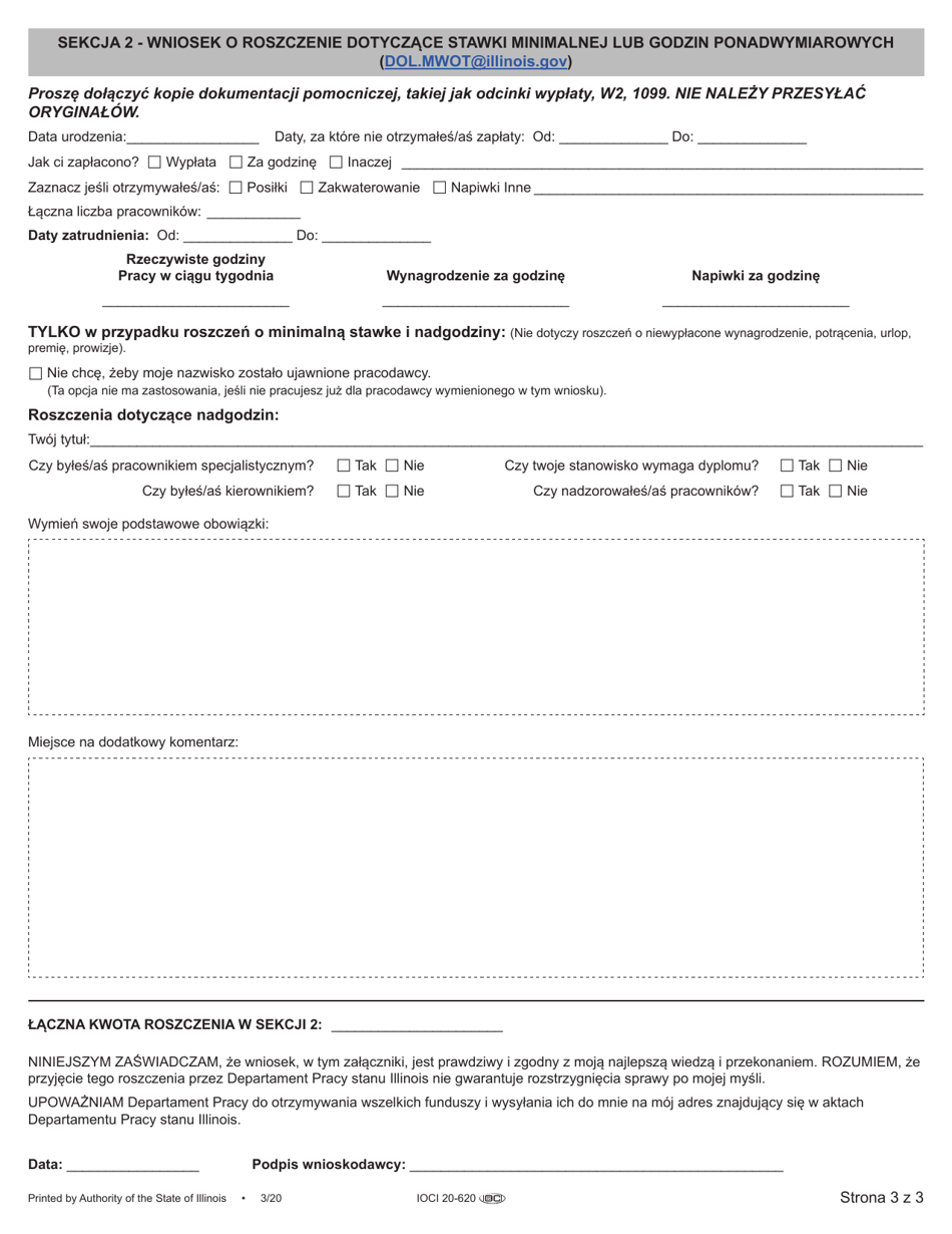 Unpaid Wagesclaims and Minimum Wage / Overtimeclaims Complaint - Illinois (Polish), Page 5