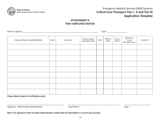 Critical Care Transport Tier I, II and Tier Iii Application Template - Illinois, Page 16