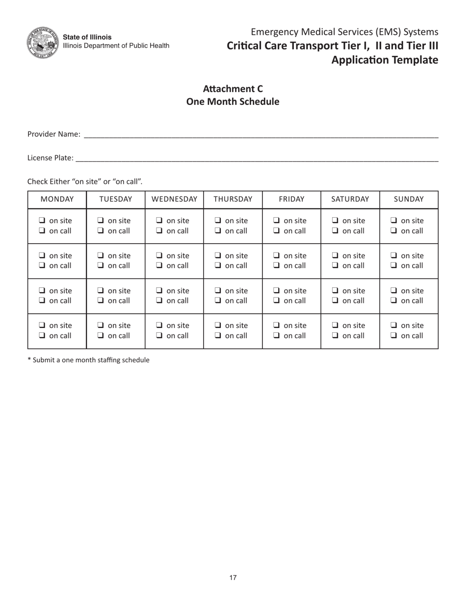 Critical Care Transport Tier I, II and Tier Iii Application Template - Illinois, Page 17