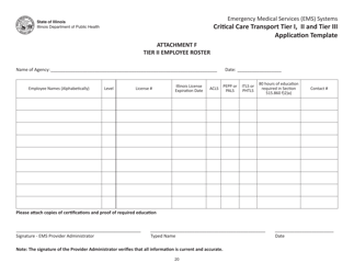 Critical Care Transport Tier I, II and Tier Iii Application Template - Illinois, Page 20