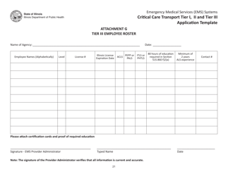 Critical Care Transport Tier I, II and Tier Iii Application Template - Illinois, Page 21