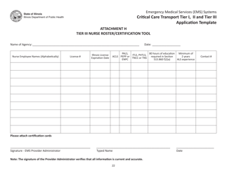 Critical Care Transport Tier I, II and Tier Iii Application Template - Illinois, Page 22