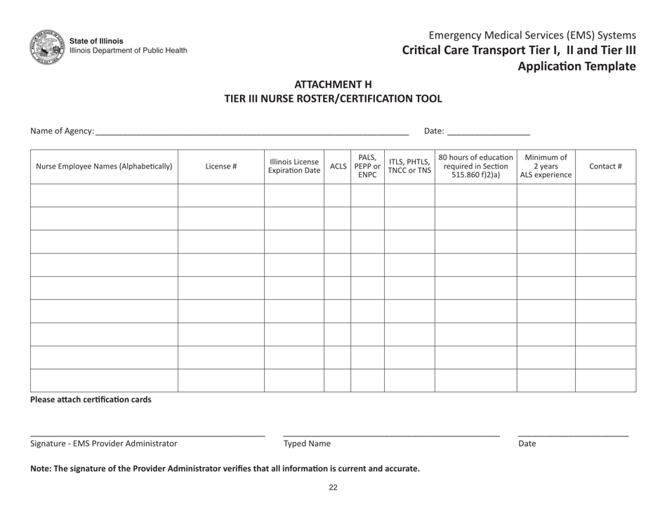 Critical Care Transport Tier I, II and Tier Iii Application Template - Illinois, Page 22
