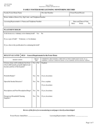 Form CFS597-FFH Family Foster Home Licensing Monitoring Record - Illinois