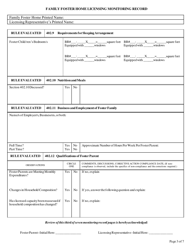 Form CFS597-FFH Family Foster Home Licensing Monitoring Record - Illinois, Page 3