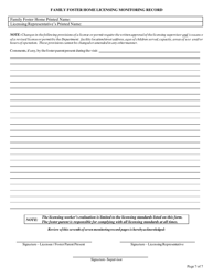 Form CFS597-FFH Family Foster Home Licensing Monitoring Record - Illinois, Page 7