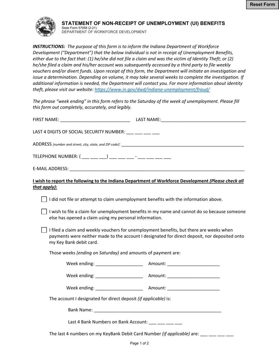 State Form 57068 Fill Out, Sign Online and Download Fillable PDF
