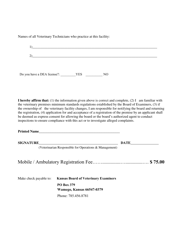 Mobile/Ambulatory Veterinary Registration Application - Kansas, Page 2
