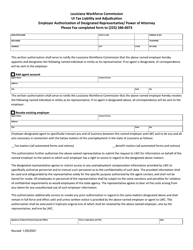 Document preview: Employer Authorization of Designated Representative/Power of Attorney - Louisiana