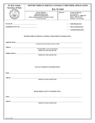 Form SS3163 Motor Vehicle Service Contract Provider Application - Louisiana