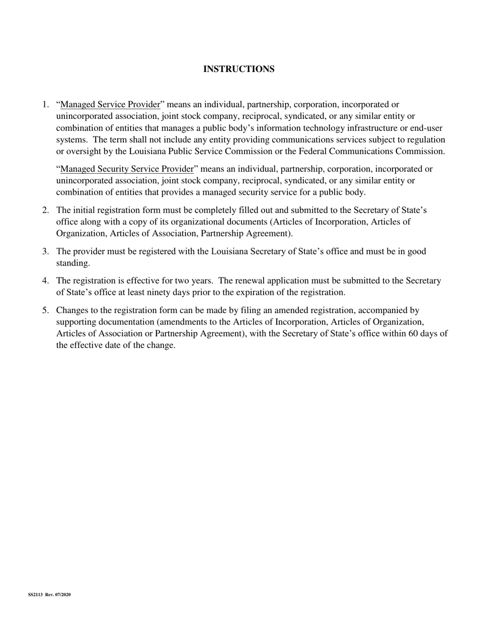 Form SS2113 Managed Service / Managed Security Service Providers - Louisiana, Page 4