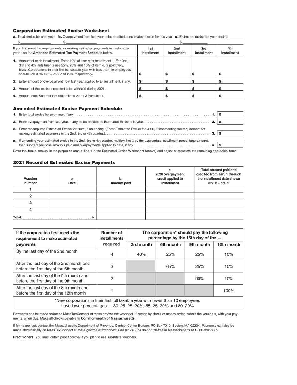 Form 355-ES Corporation Estimated Excise Payment Vouchers - Massachusetts, Page 2