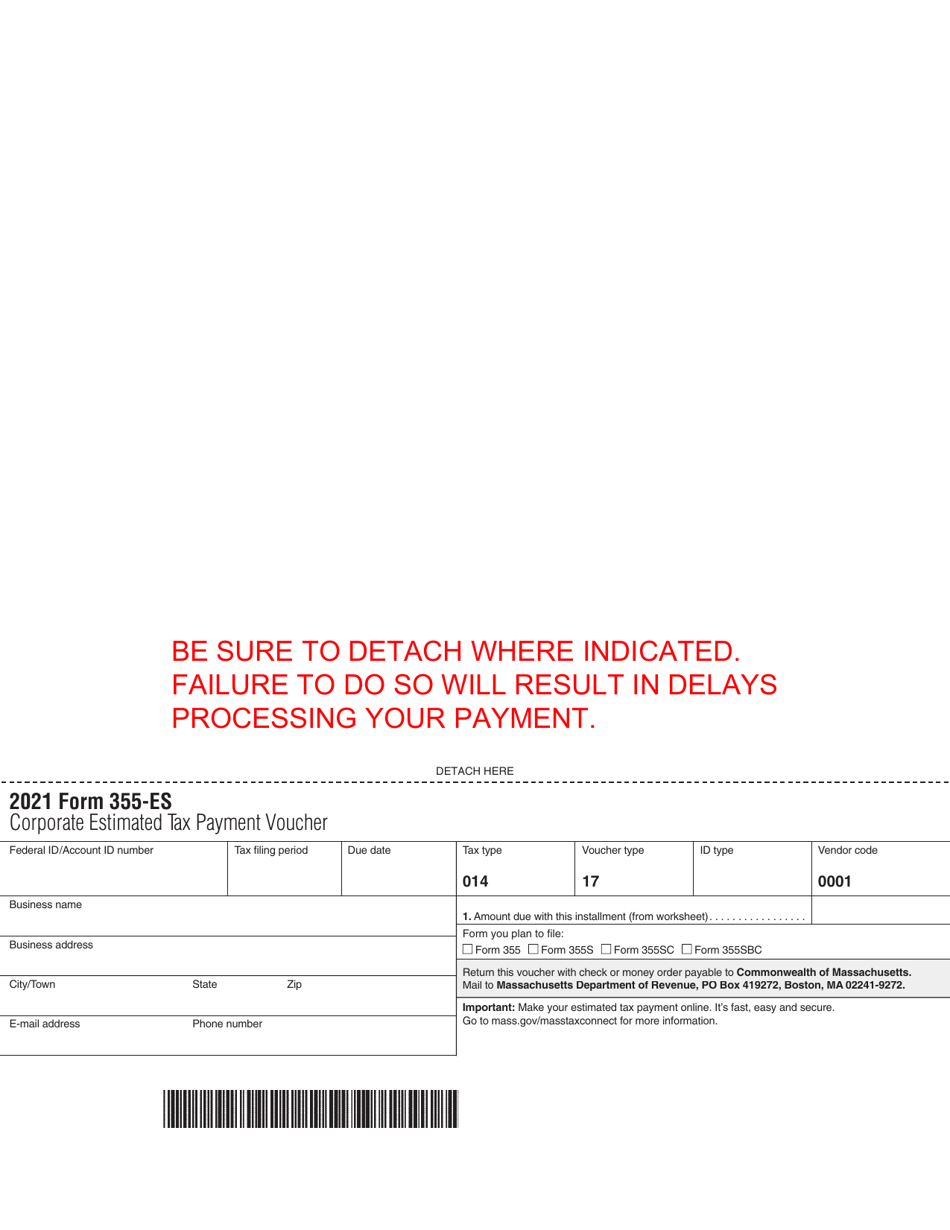 Form 355-ES Corporation Estimated Excise Payment Vouchers - Massachusetts, Page 6