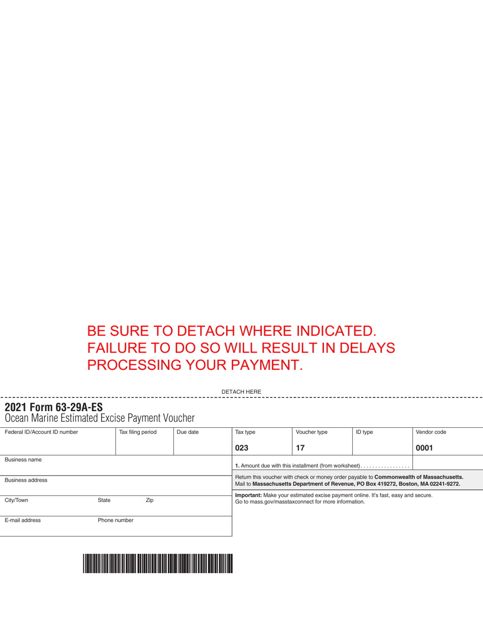 Form 63-29A-ES Ocean Marine Estimated Excise Payment Vouchers - Massachusetts, Page 5