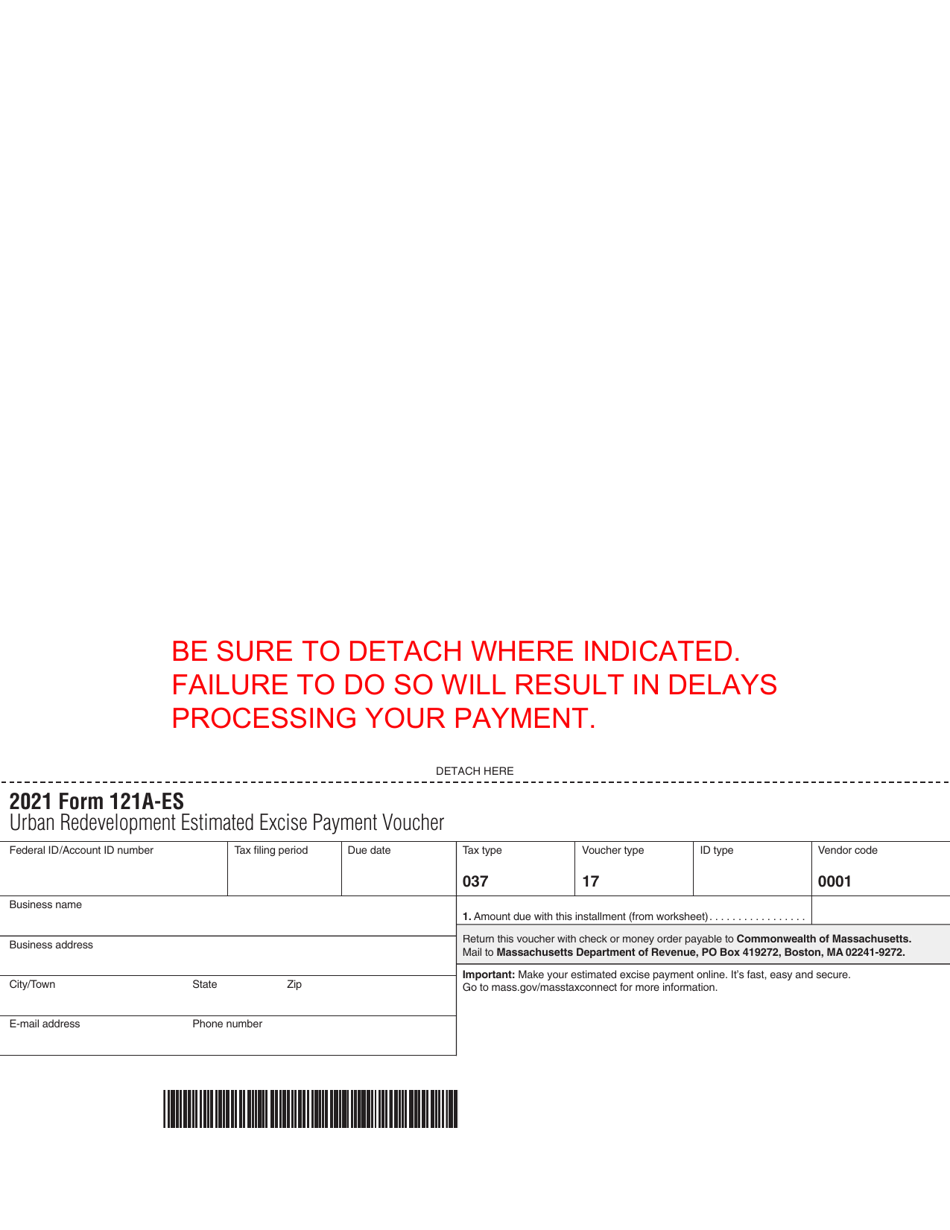 Form 121A-ES Urban Redevelopment Estimated Excise Payment Voucher - Massachusetts, Page 6