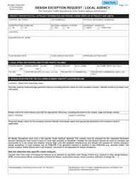 Document preview: Form DE26-LA Design Exception Request - Local Agency - Michigan