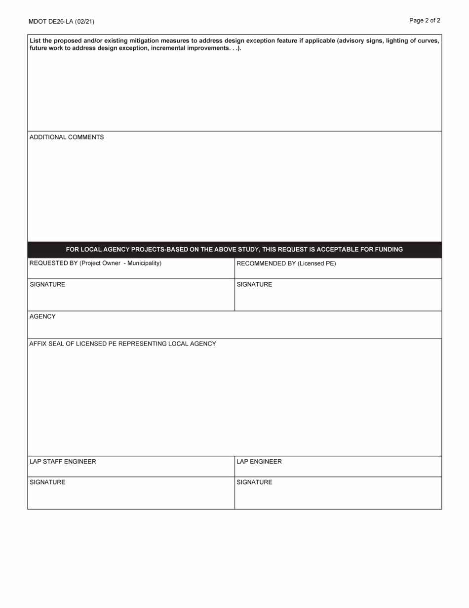 Form DE26-LA Download Fillable PDF or Fill Online Design Exception ...