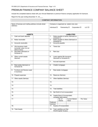 Form FIS0855 Premium Finance Company Balance Sheet - Michigan