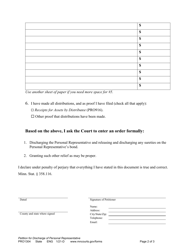 Form PRO1304 Petition for Discharge of Personal Representative - Minnesota, Page 2