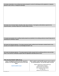 Form MO780-2925 Template to Meet Federal Requirements to Request a Clean Water Act (Cwa) Section 401 Water Quality Certification (Wqc) - Missouri, Page 2