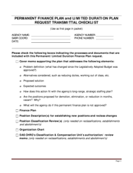 Document preview: Permanent Finance Plan and Limited Duration Plan Request Transmittal Checklist - Oregon