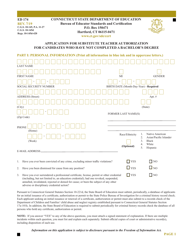Form ED174 &quot;Application for Substitute Teacher Authorization for Candidates Who Have Not Completed a Bachelor's Degree&quot; - Connecticut