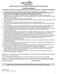 Child Development and Care (CDC) License Exempt Provider Application - Michigan, Page 5