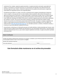 Solicitud De Proveedor Exento De Licencia Para Desarrollo Y Cuidado Infantil (CDC) - Michigan (Spanish), Page 9