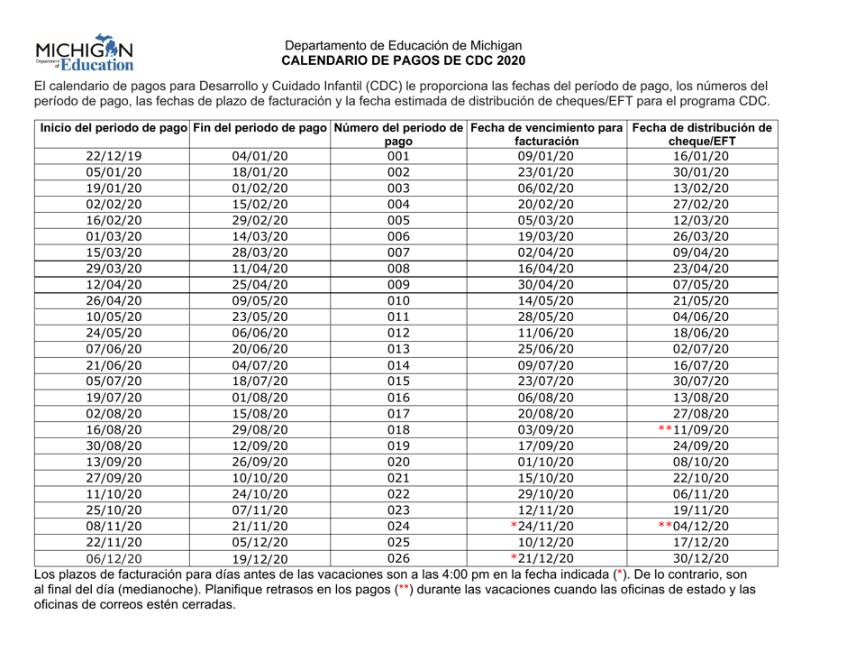 Registro Diario De Horas Y Asistencia De Cuidado Infantil - Michigan (Spanish), Page 3