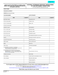 Document preview: VS Form 4-12 National Veterinary Services Laboratories Kit and Instrument Order Form