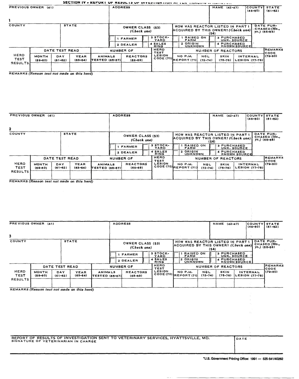 VS Form 6-4A Investigation for Evidence of Tuberculosis (Reactor), Page 2