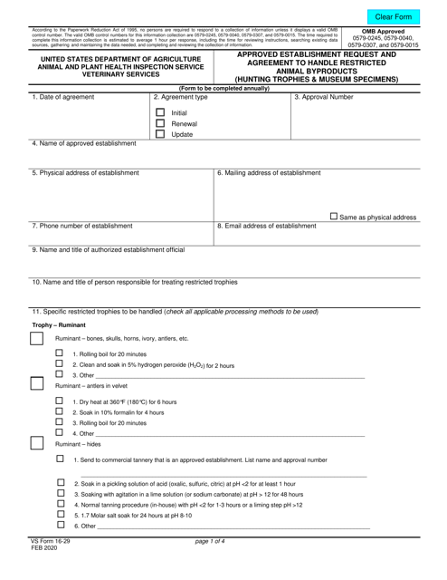 VS Form 16-29  Printable Pdf
