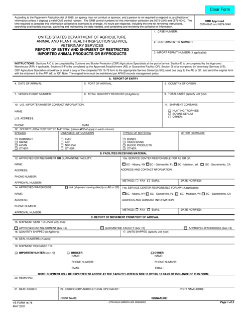 VS Form 16-78  Printable Pdf