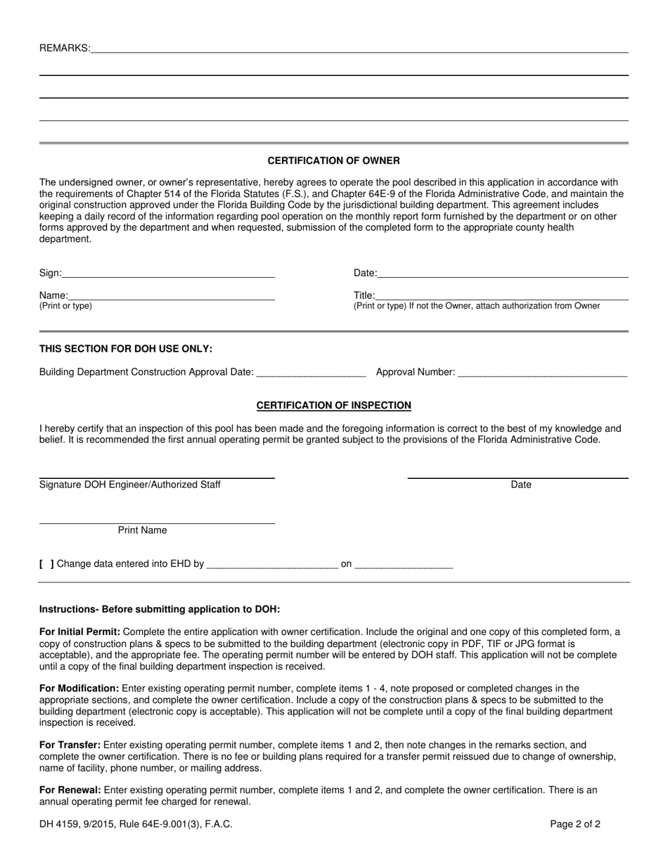 Form DH4159 - Fill Out, Sign Online and Download Printable PDF, Florida ...