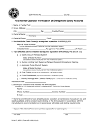Form DH4157 &quot;Pool Owner/Operator Verification of Entrapment Safety Features&quot; - Florida