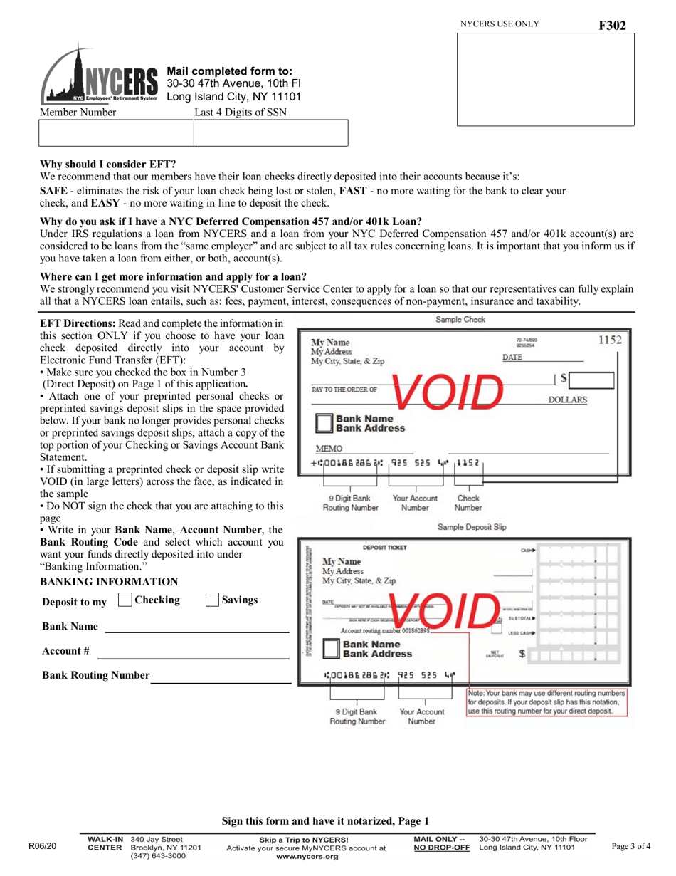 Form F302 Loan Application - Tier 3, Tier 4 and Tier 6 Basic and Special Plan Members - New York City, Page 3