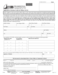 Document preview: Form F244 Application to Purchase Credit for Military Service - New York City