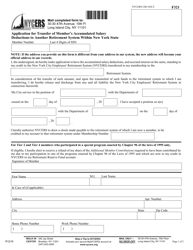 Document preview: Form F321 Application for Transfer of Member's Accumulated Salary Deductions to Another Retirement System Within New York State - New York City