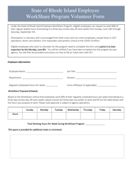 Document preview: State of Rhode Island Employee Workshare Program Volunteer Form - Rhode Island