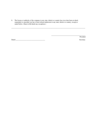 Form A-501 Application for Rating/Advisory Organization License - New Hampshire, Page 2