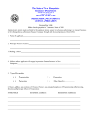 Premium Finance Company License Application - New Hampshire