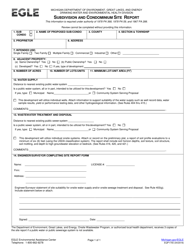 Document preview: Form EQP1755 Subdivision and Condominium Site Report - Michigan