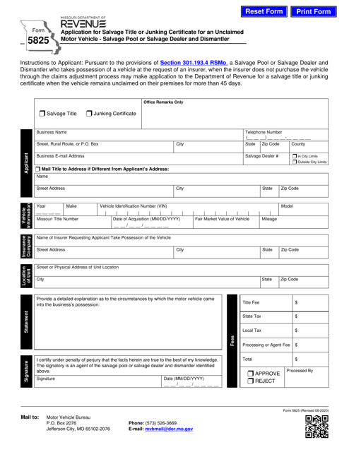 Form 5825  Printable Pdf