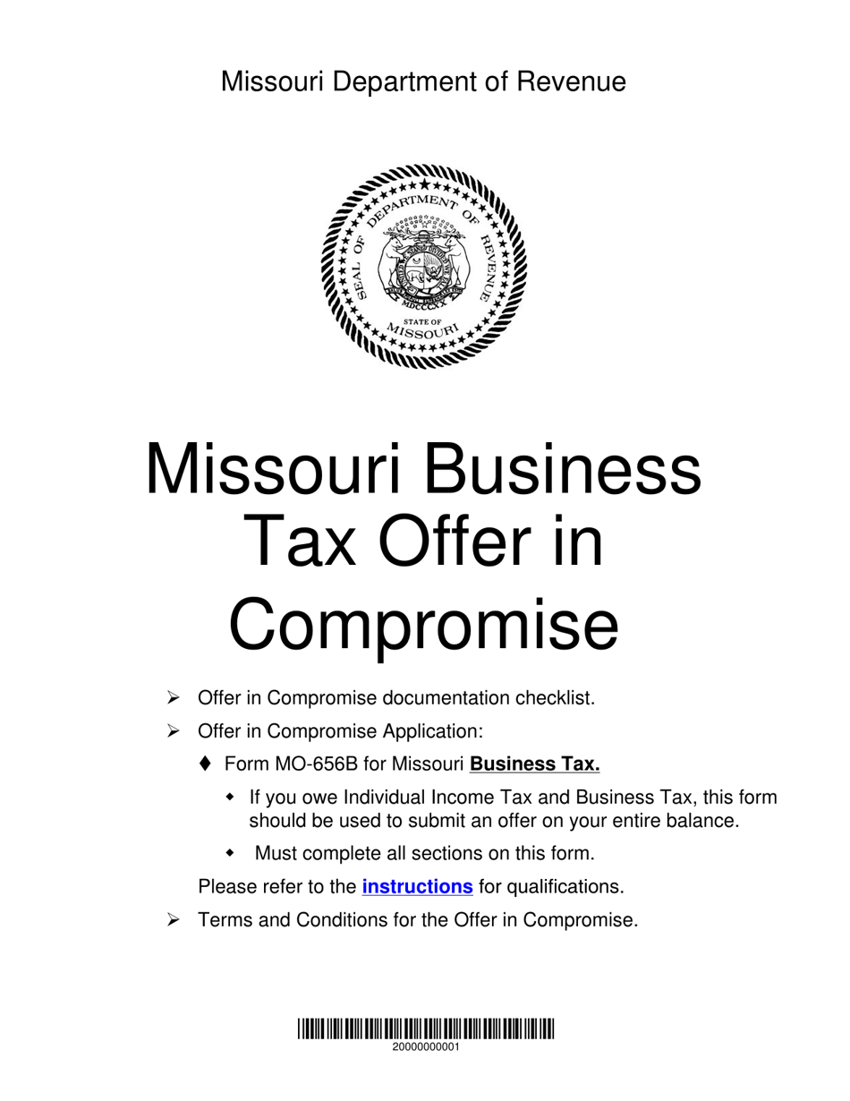 Form MO-656B Offer in Compromise Application for Individual and Business Tax - Missouri, Page 1
