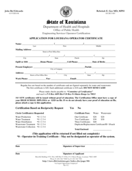Louisiana Application for Louisiana Operator Certificate Fill Out
