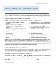 Document preview: Military Family Life Counselor Consent Form