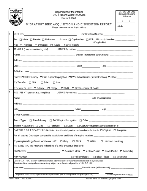 FWS Form 3-186a  Printable Pdf