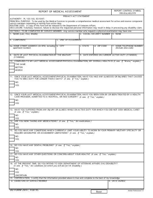 DD Form 2697 Report of Medical Assessment