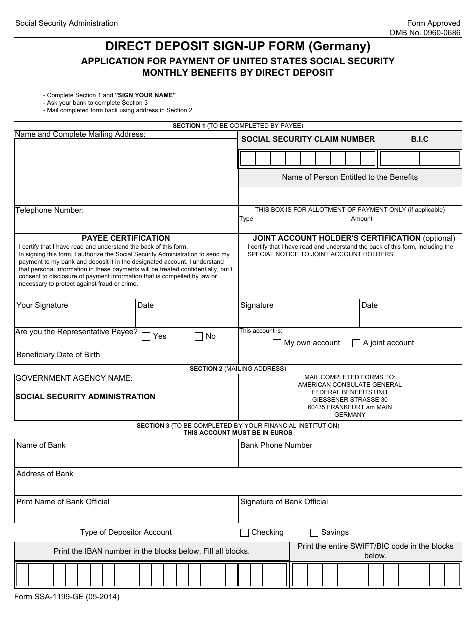 Form SSA-1199-GE - Fill Out, Sign Online and Download Fillable PDF ...